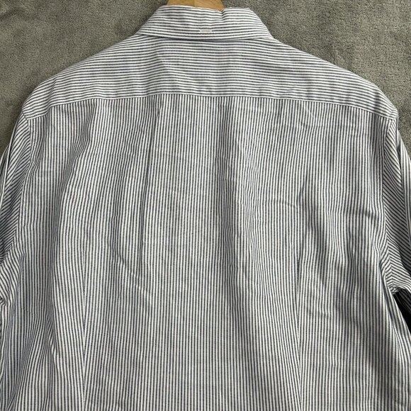 John Varvatos USA Shirt Mens Medium Striped Peace Sign Logo Button Up Casual - Picture 10 of 10